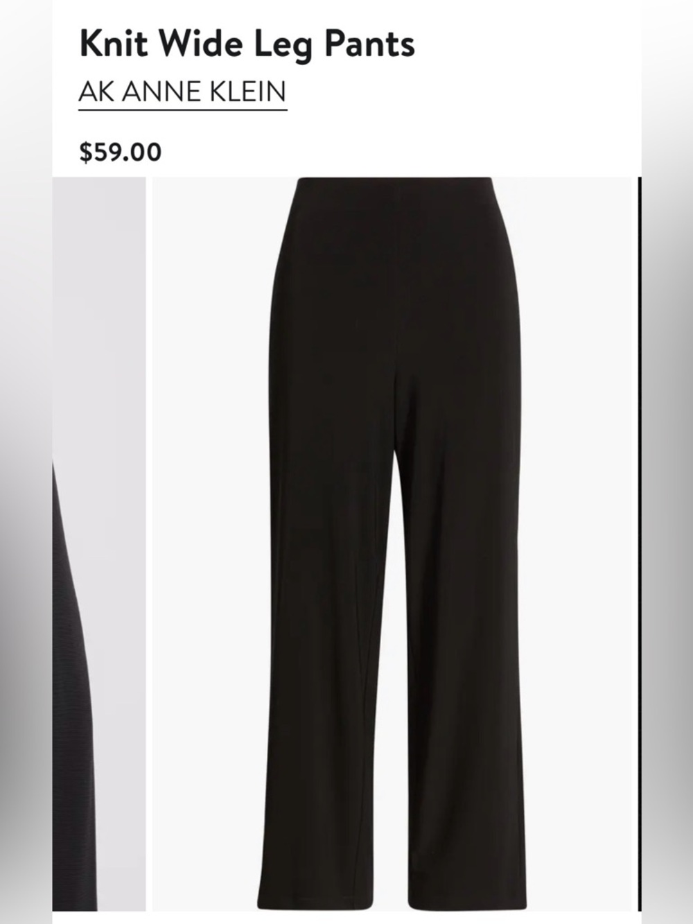 Anne Klein Women's Black Wide-Leg Pants PL Petite Large NWOT